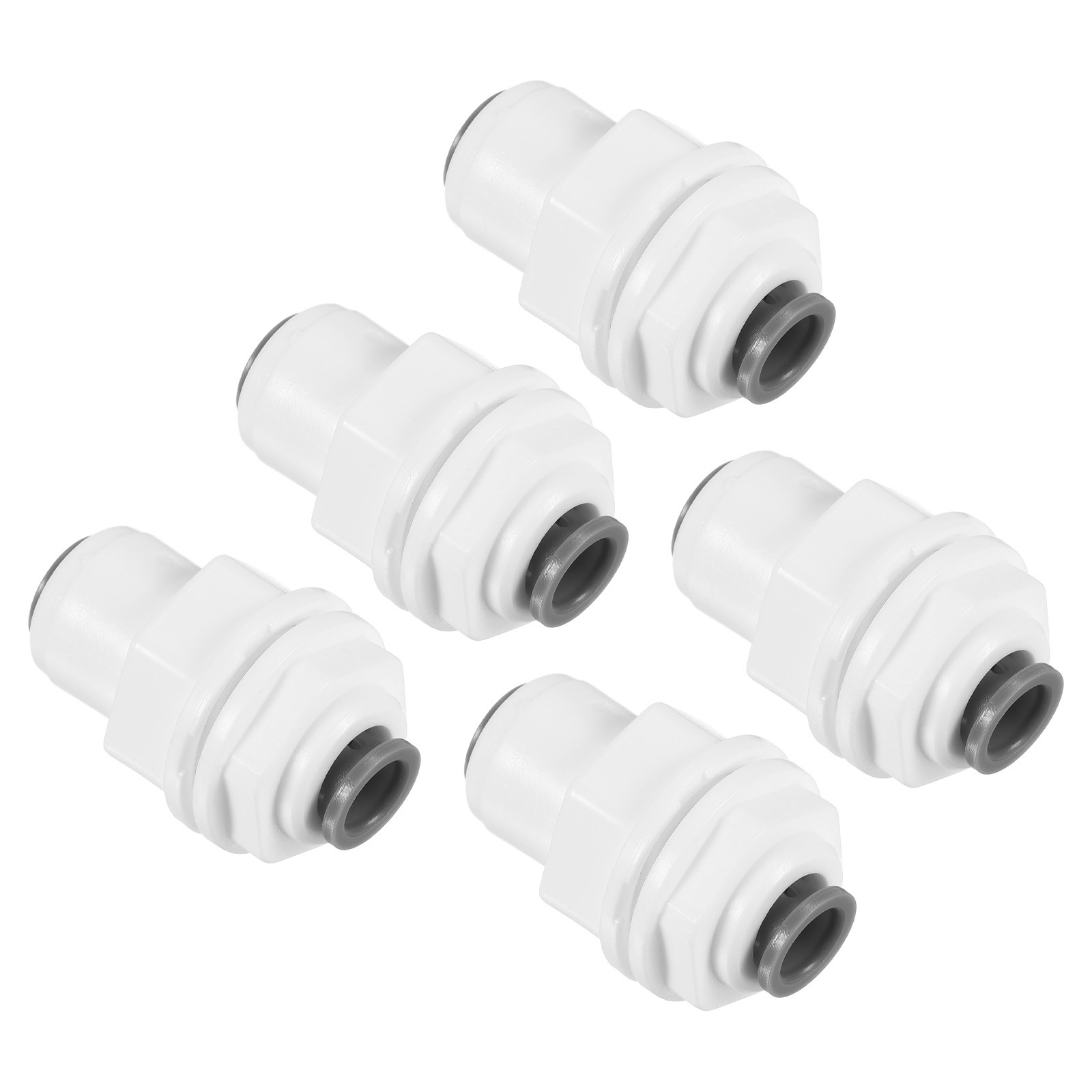 5 Pack 1/4″ Push to Connect Bulkhead Fittings Straight Water Line Fitting White