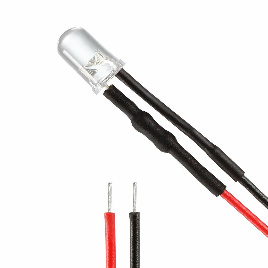 Small LED Light Clear Bulb Round Top Indicator PCB Attached Pre-Wired 5V-12V DC