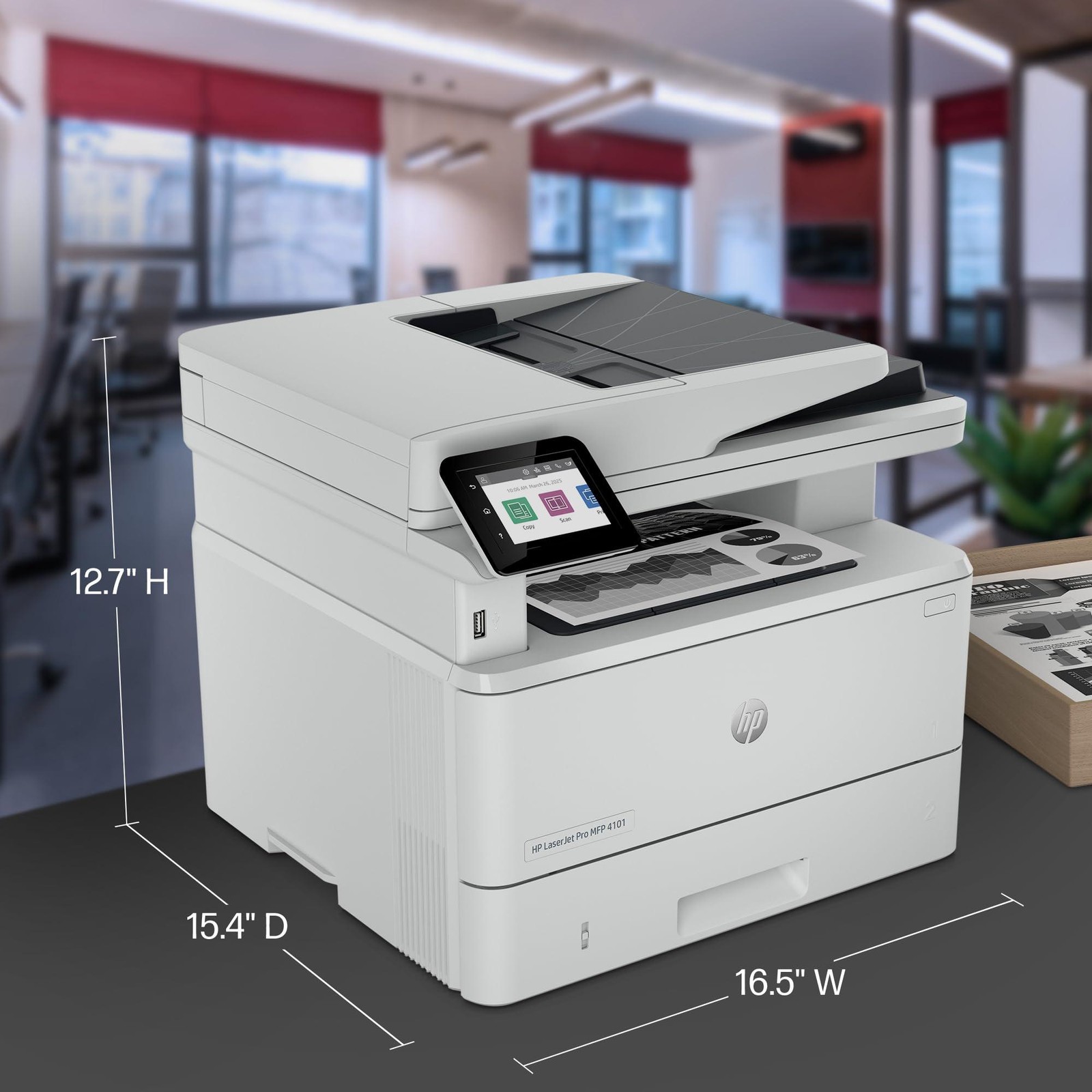 HP Laserjet Pro MFP 4101fdw Wireless Black & White All-in-One Laser Printer, Sca