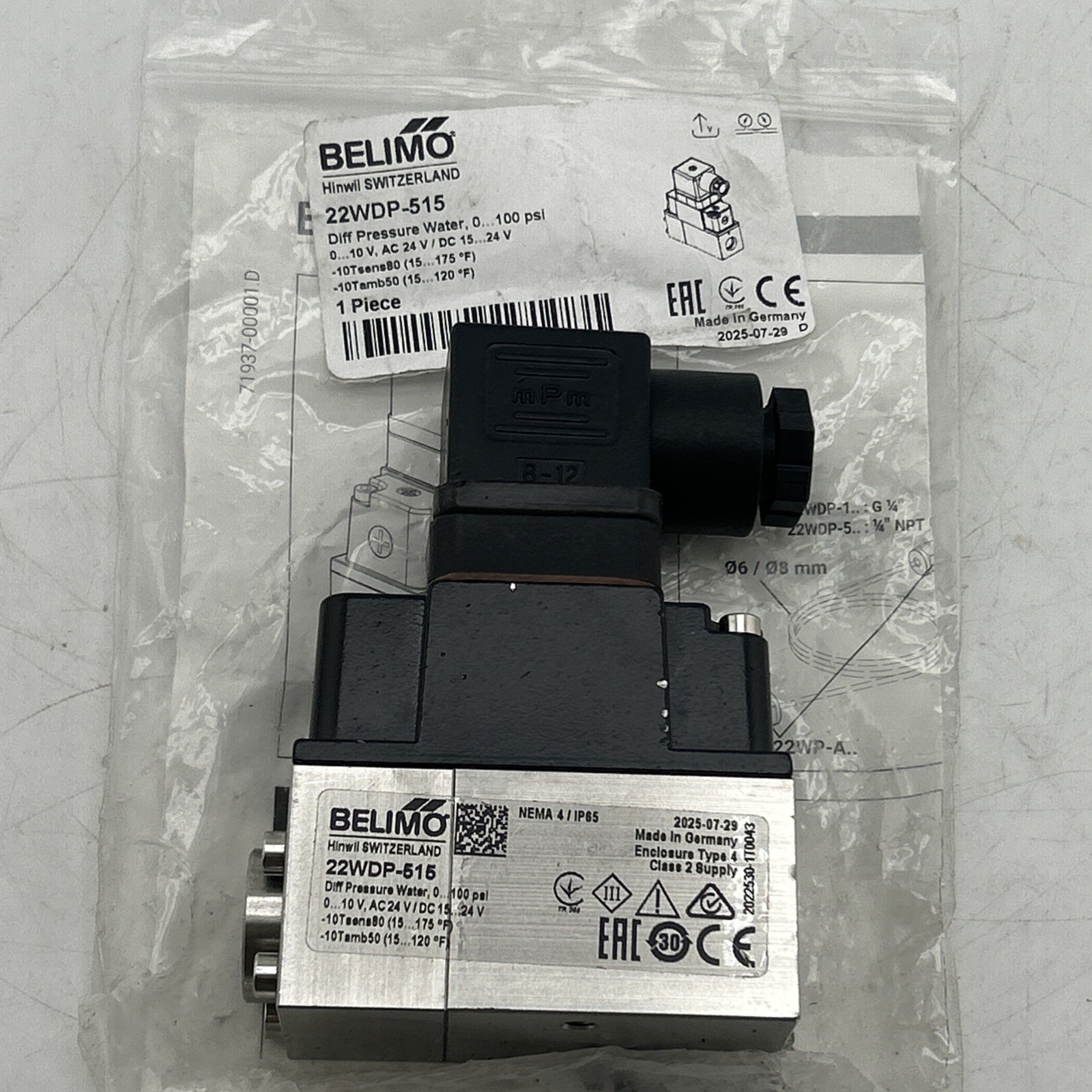 BELIMO 22WDP-515 Differential Pressure Sensor Water Switzerland