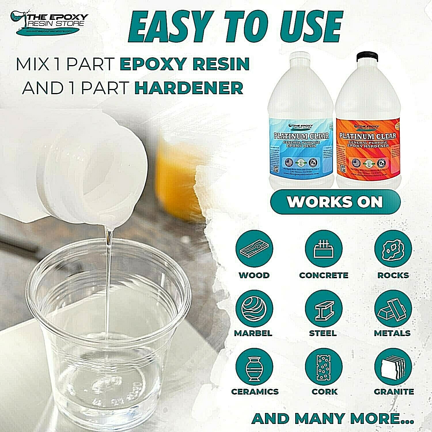 Epoxy Resin Store – self leveling, easy mixing, crafts, coatings, clear – Gallon