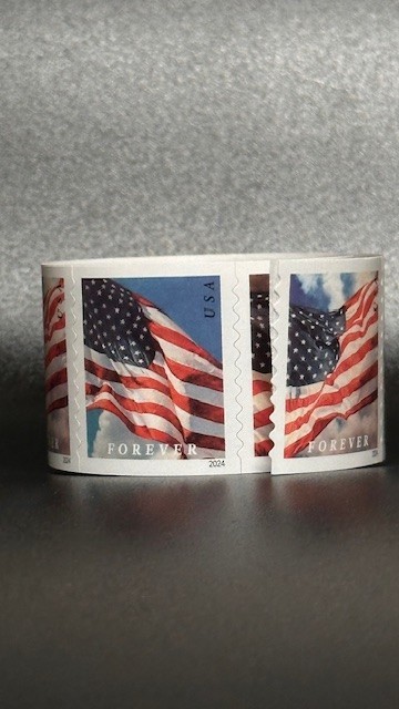 10 X Rolls of 100 2023 First Class Rate U.S. Forever Flag Stamps.