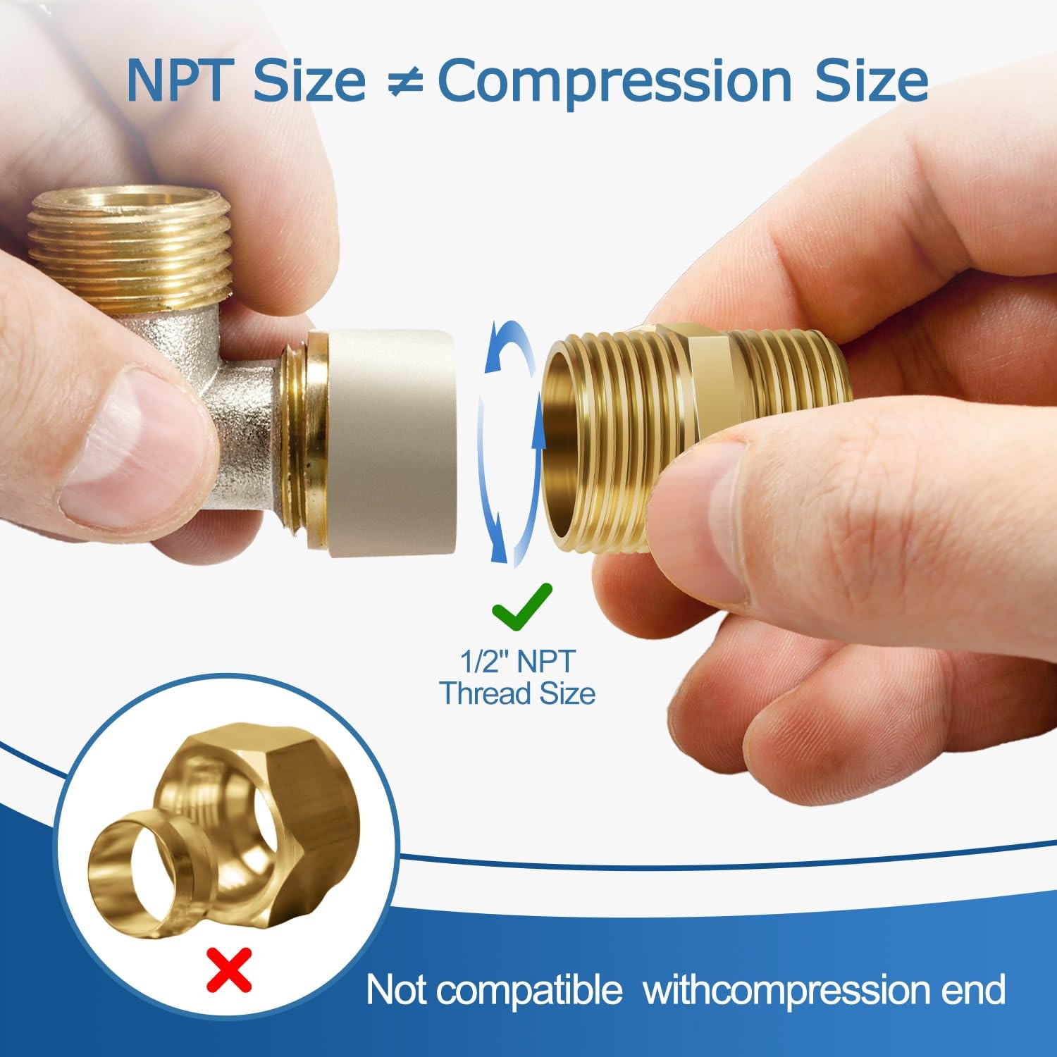 1/2 Inch Npt Brass Nipple Male To Pipe Fitting Adapter, Inch, Gold