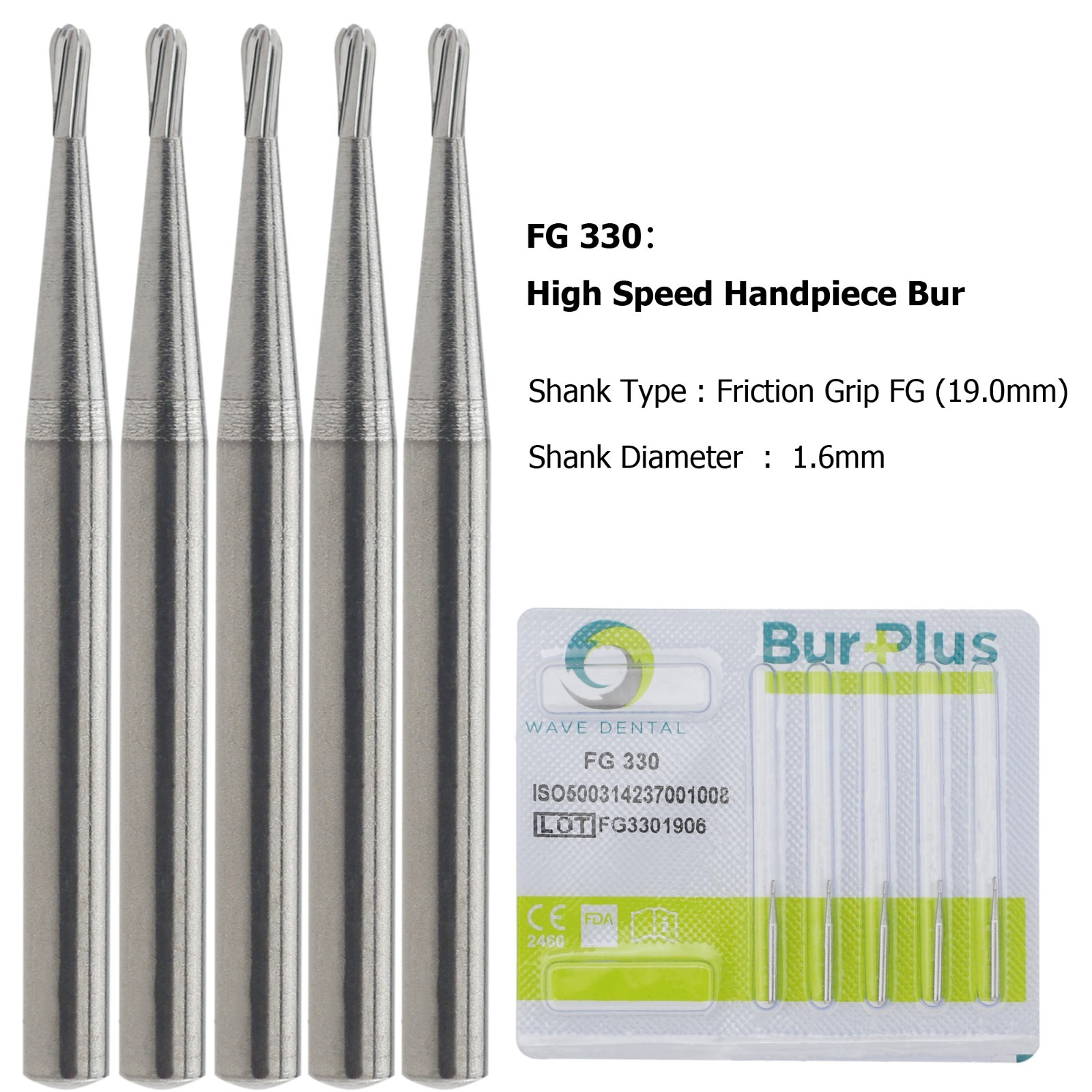 Wave Dental Carbide Bur FG 330 245 557 Pear Diamond Bur 830/008 010 High Speed