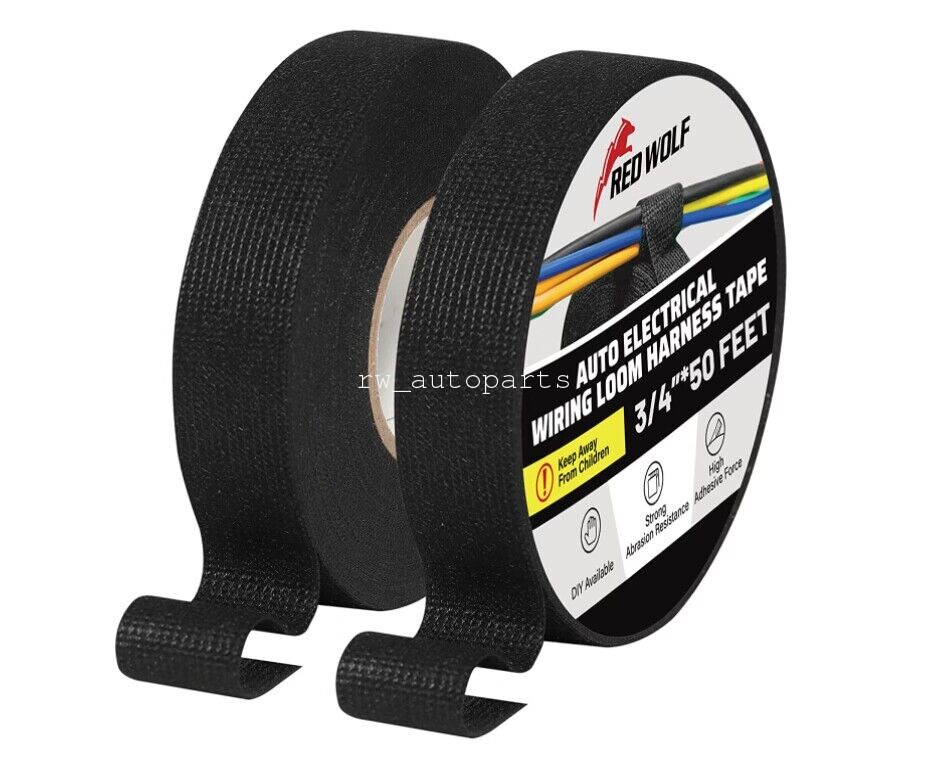 2 Rolls Wire Loom Harness Insulation Tape Cloth Wrap Protection Noise Reduction
