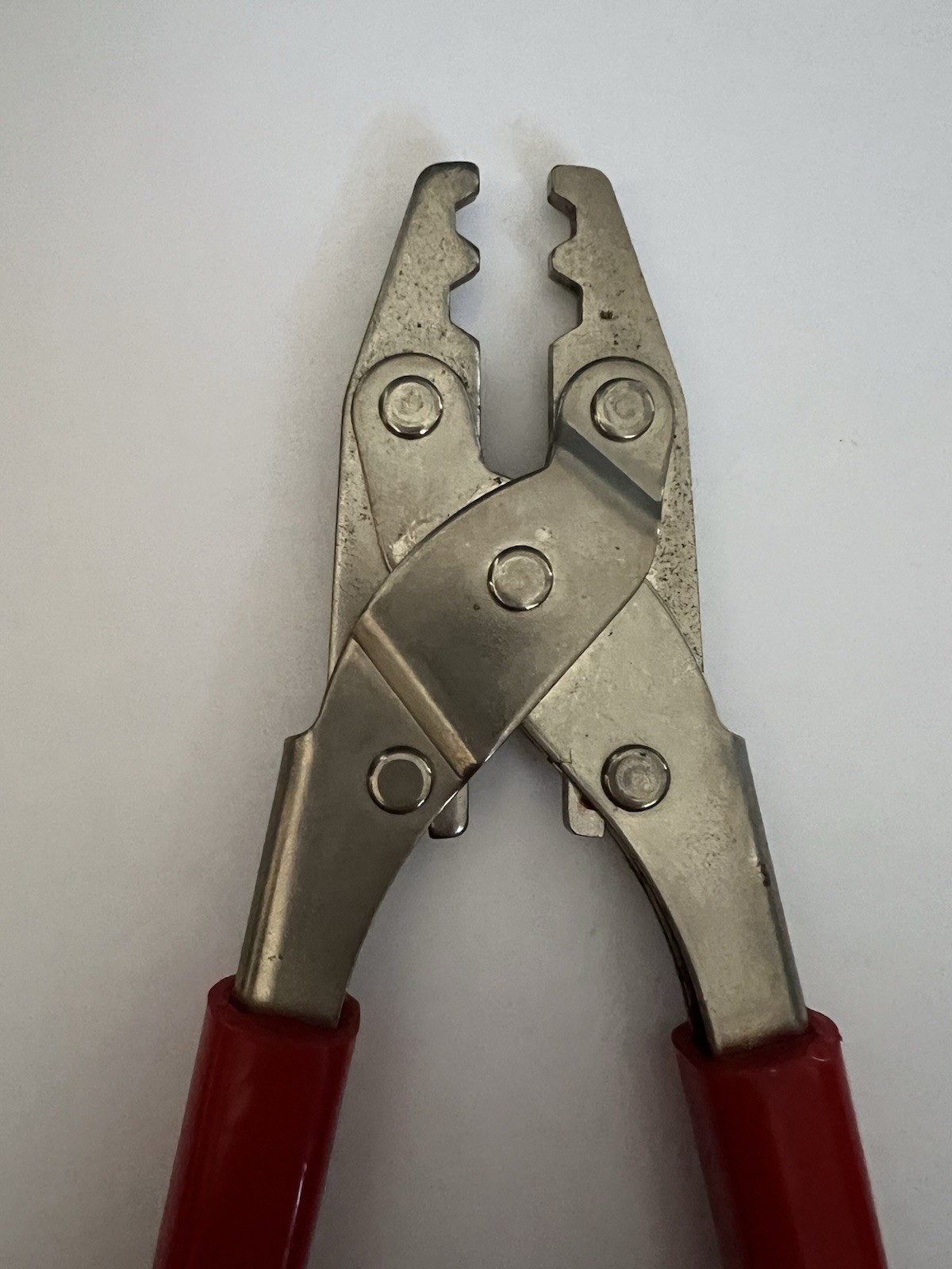 Vintage Unbranded Generic Hex Coaxial Cable Crimper Plier Tool Red Handles