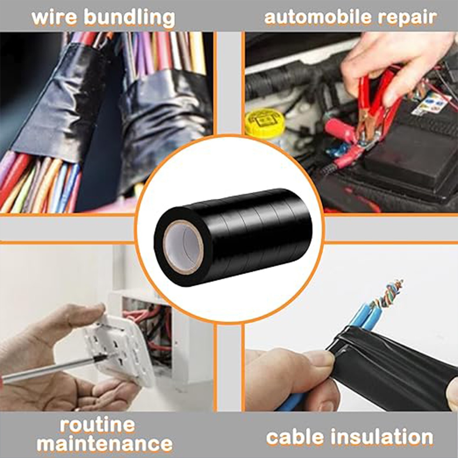 Electrical Tape Wiring Harness wire (5-Pack, Black, 3/4″ W x 20ft L) auto truck