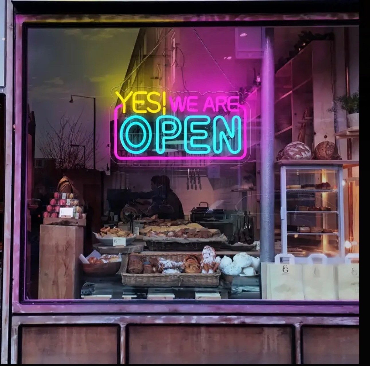 Vibrant “YES! WE ARE OPEN” Neon Sign – USB or Battery Powered, Bright Multicolor