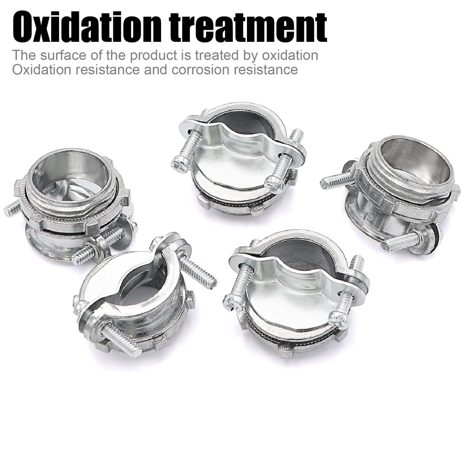 24 PCS 1/2 Inch Clamp Type Cable Connectors Metallic Conduit Silver Fitting