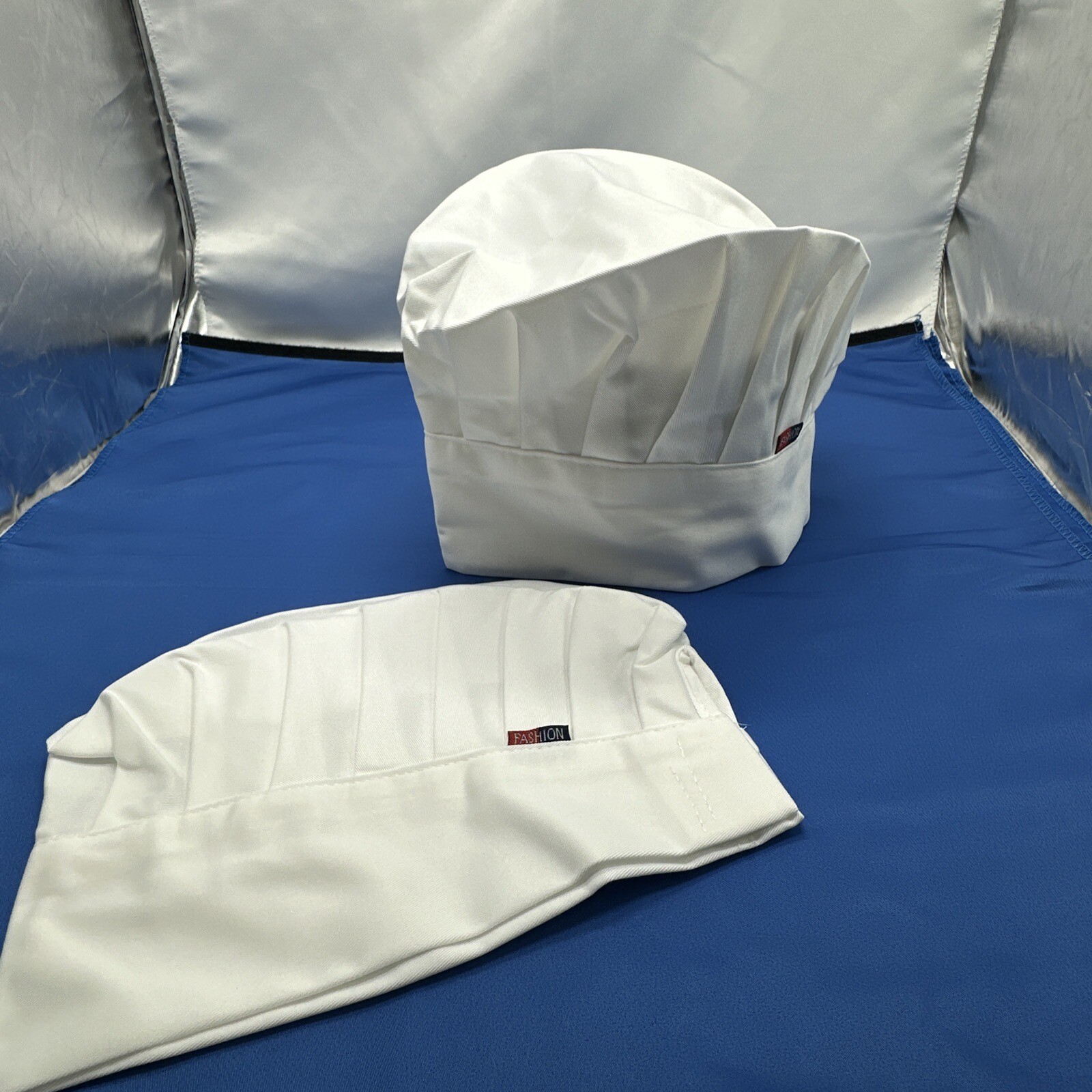2 Chef Hat White Fashion Brand Fits 22 Inch With Elastic Stretch To 24 Inch NIP