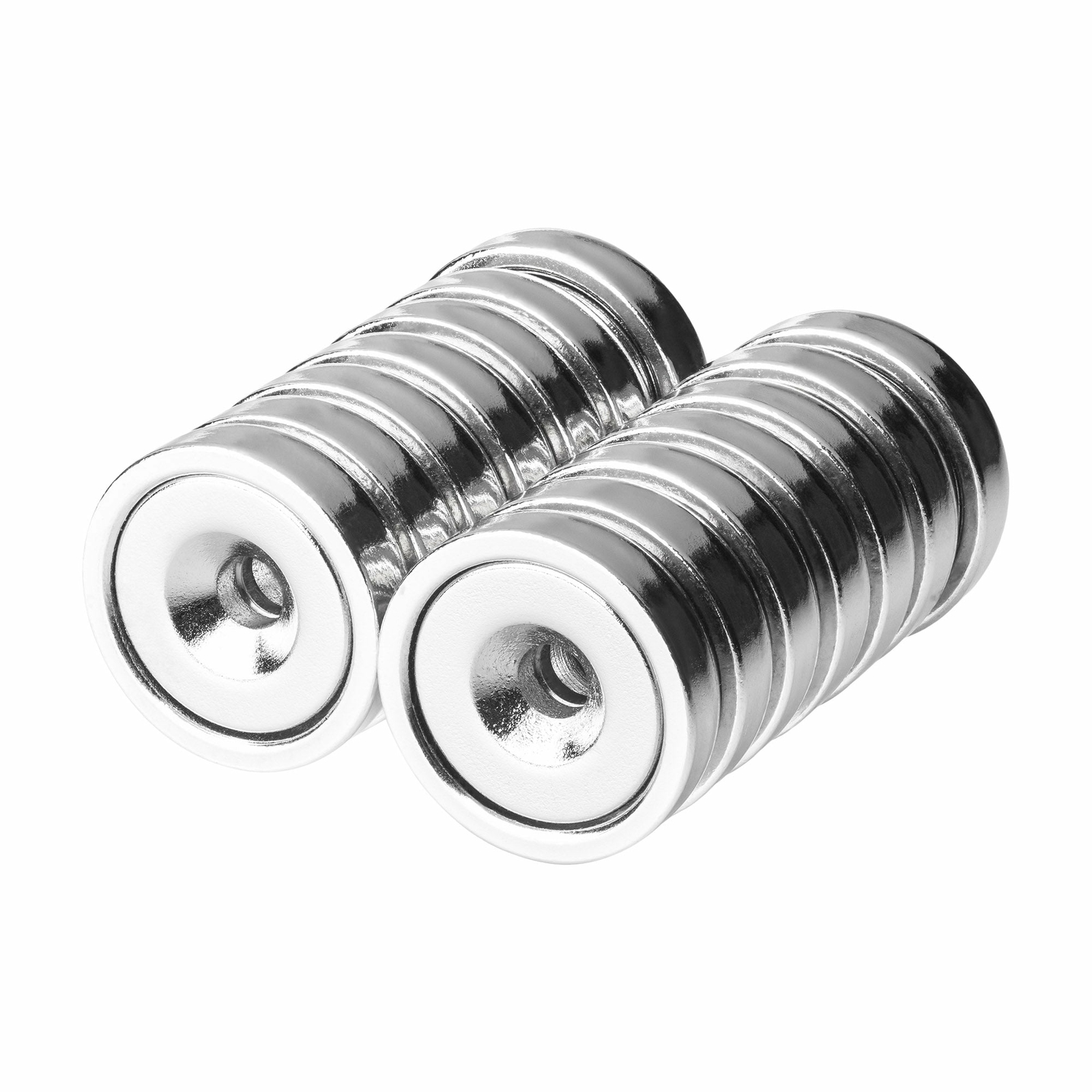 16mm Neodymium Rare Earth Countersunk Cup/Pot Mounting Magnets N52 (14 Pack)