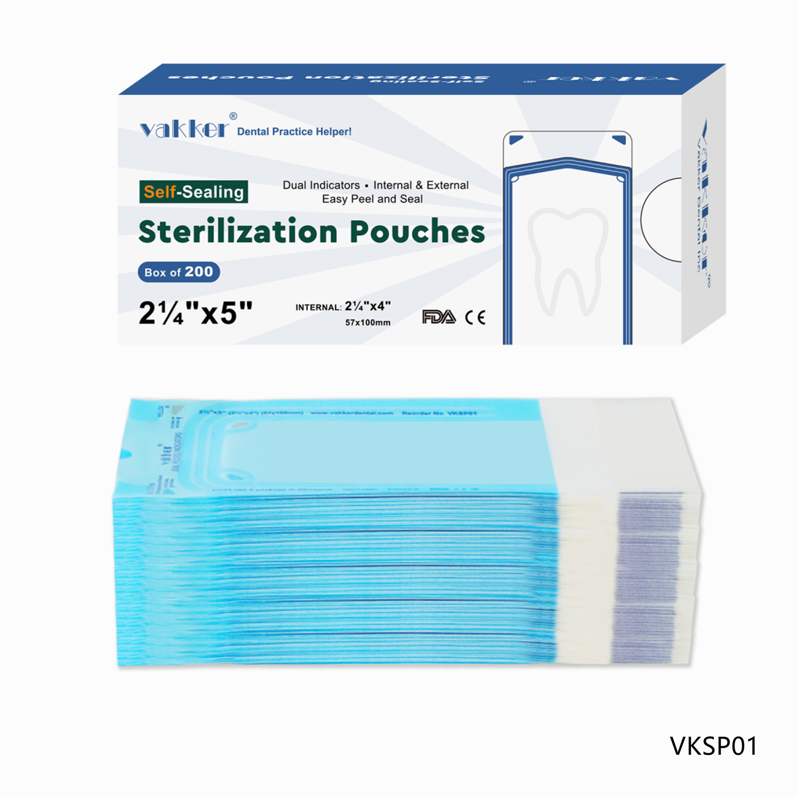 4000pc 2.25″ x 5″ Self Sealing Dental Sterilization Pouches Autoclave Bag