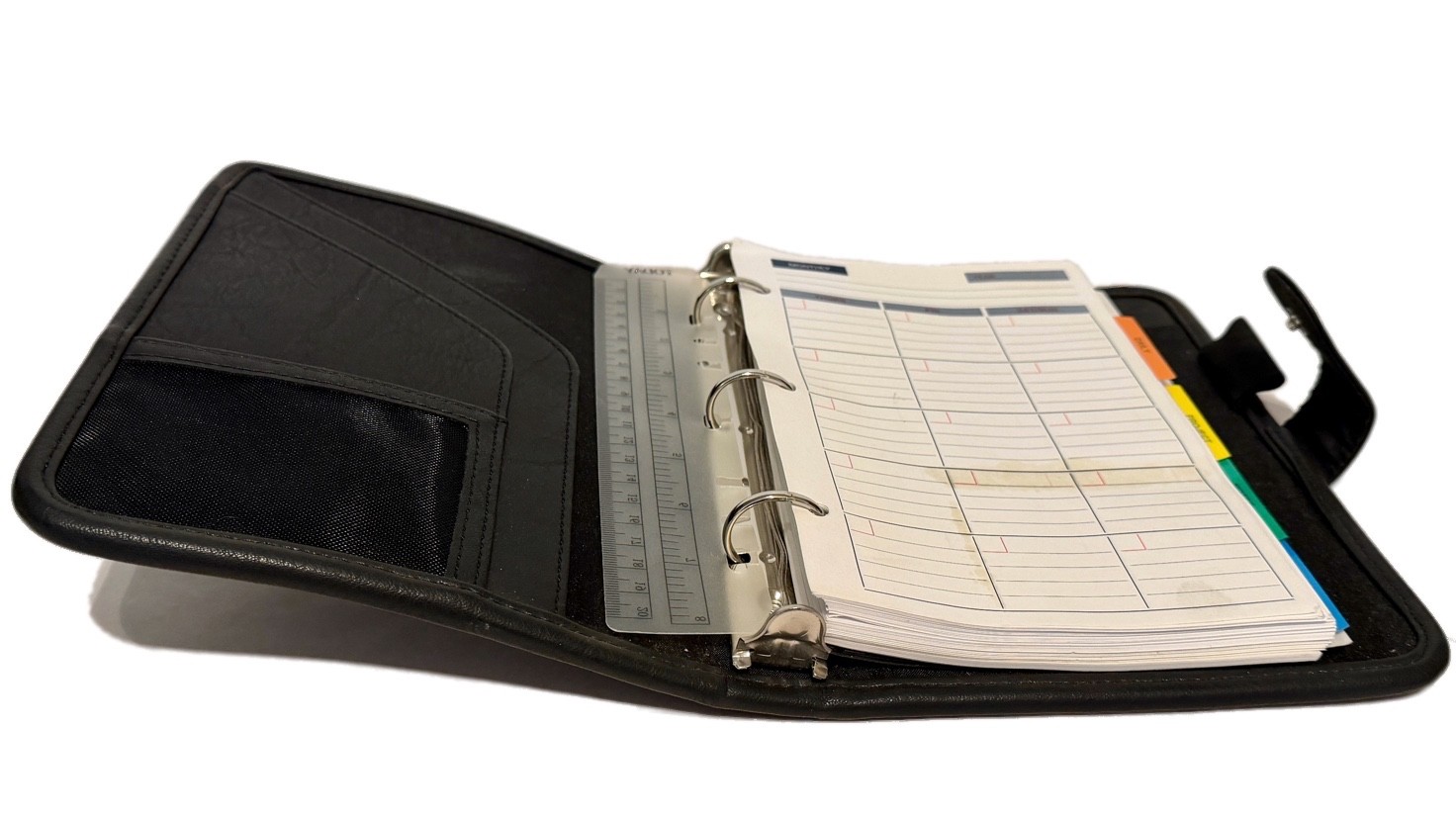 United States Navy 3 Ring Planner Black Leather Gold Stitched Logo Organizer