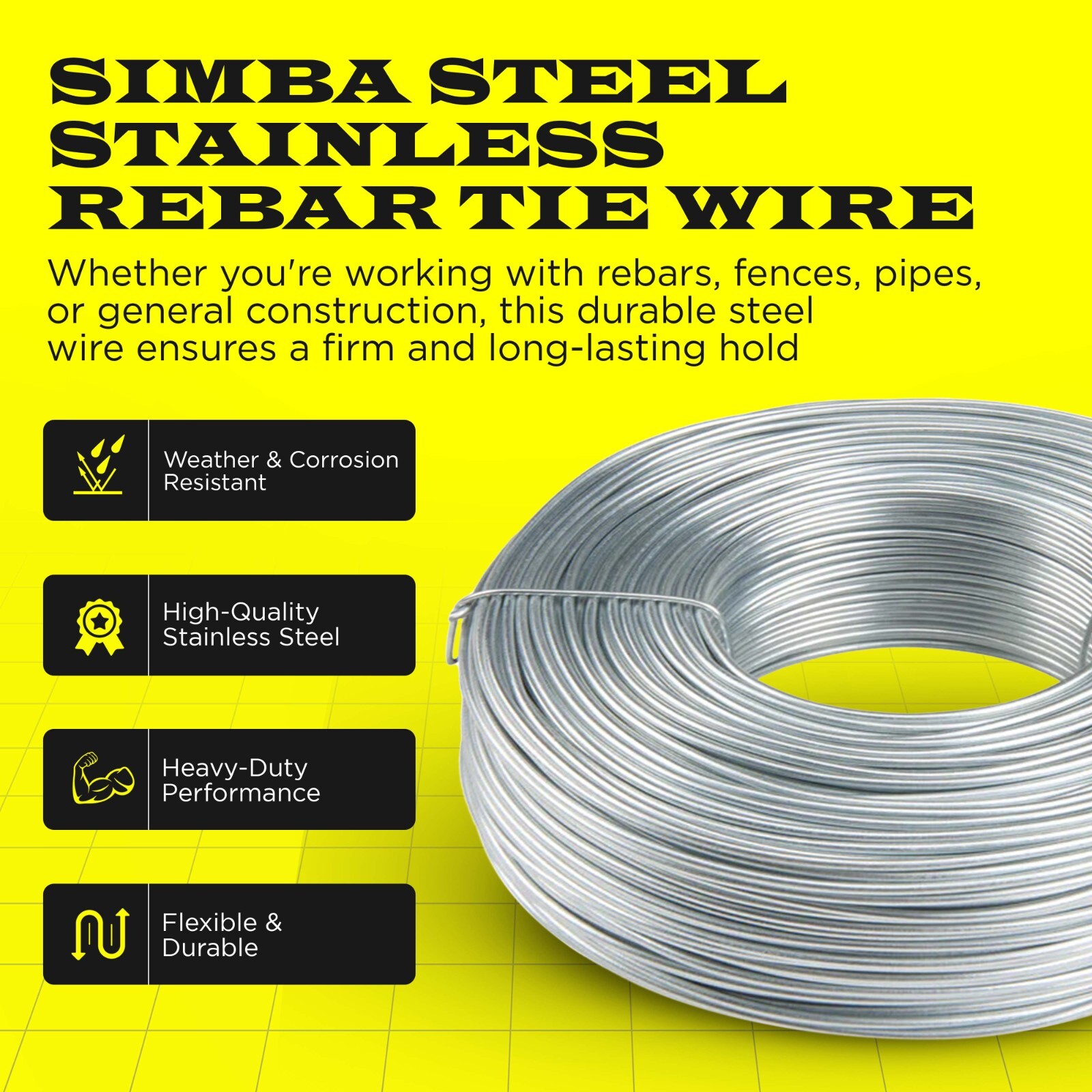 Stainless Steel Tie Wire, 16 Gauge , 3.5lb Rolls 1 – 100 Qty SIMBA STEEL