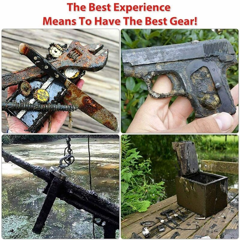 Up to 1500 Lbs Fishing Magnet Kit Pull Force Strong Neodymium + Carabiner+ Rope
