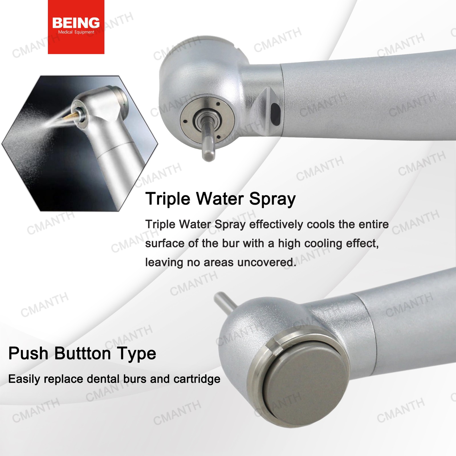 BEING Dental Fiber Optic Handpiece High Speed Turbine For KaVo Coupler 6 Hole