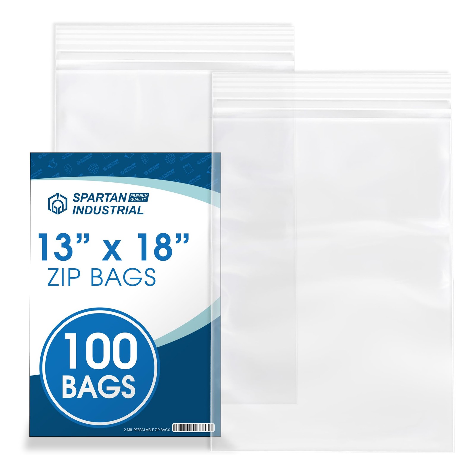 – 13″ X 18″ (100 Count) 2 Mil Clear Reclosable Zip Plastic Poly Bags with Res…