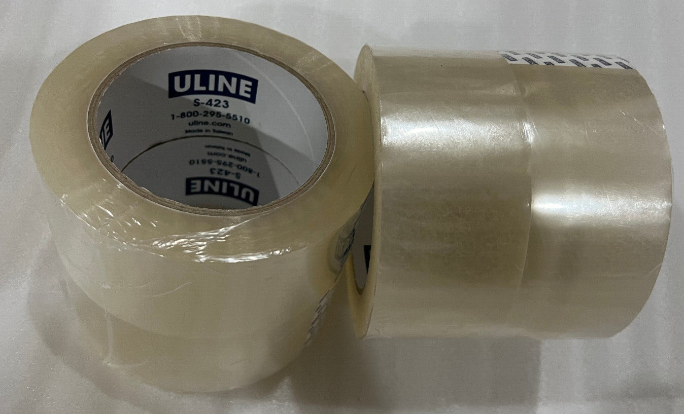 NEW 4 Qty Uline S-423 Industrial Packing Shipping Tape Clear 2 Mil 2″ x 110 yds