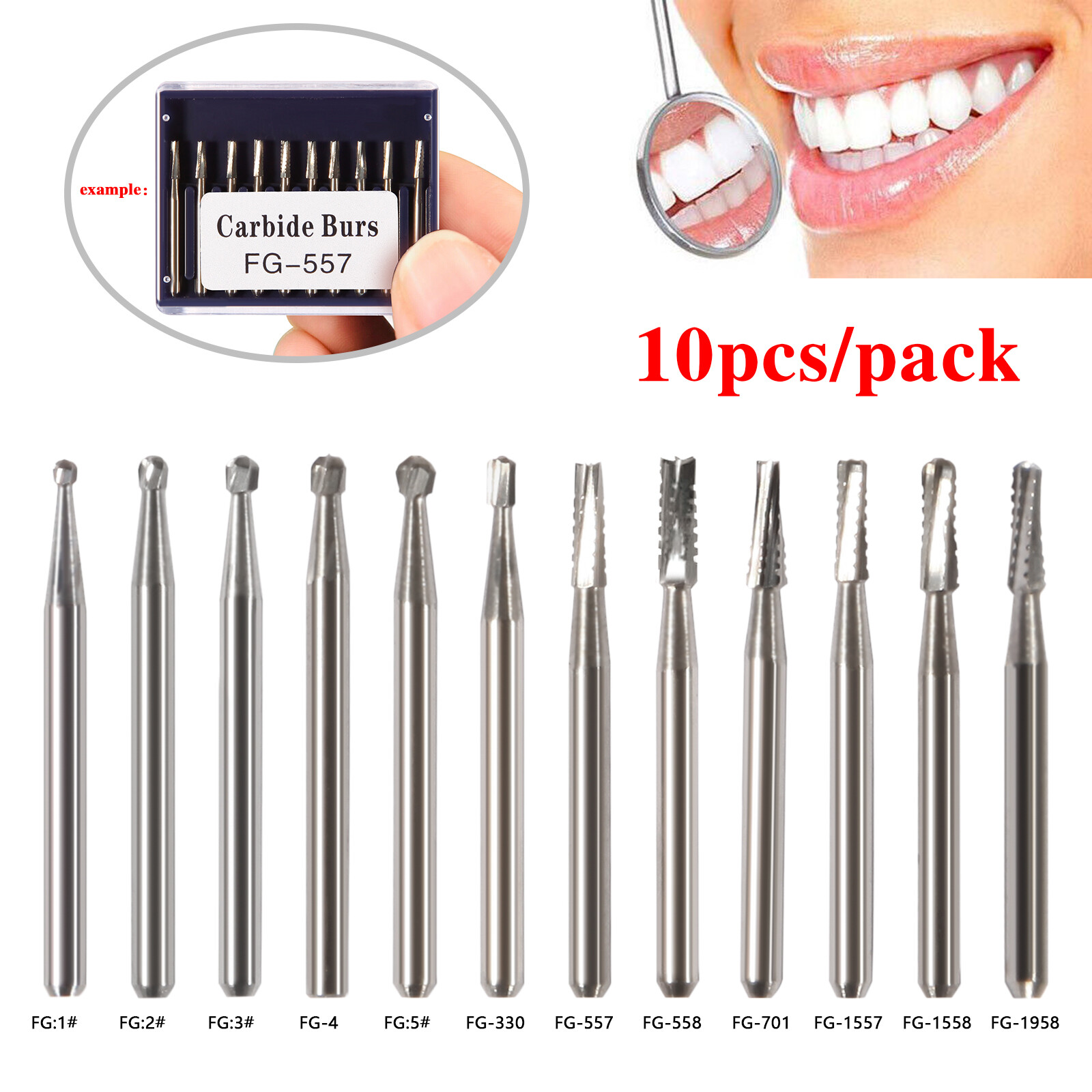Dental Diamond /Carbide Steel Burs Drill Round For High Speed Handpiece /HP Burs