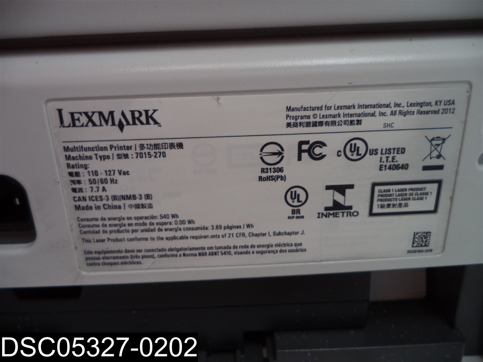 NO CORDS INCLUDED: MX310DN Lexmark All In One Multifunction Laser Printer