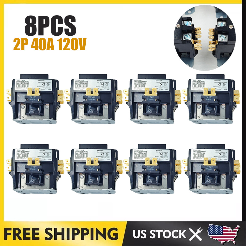 8PCS 2 Pole Magnetic Contactor 40 Amp 120VAC Coil XKJL1-40/2 US