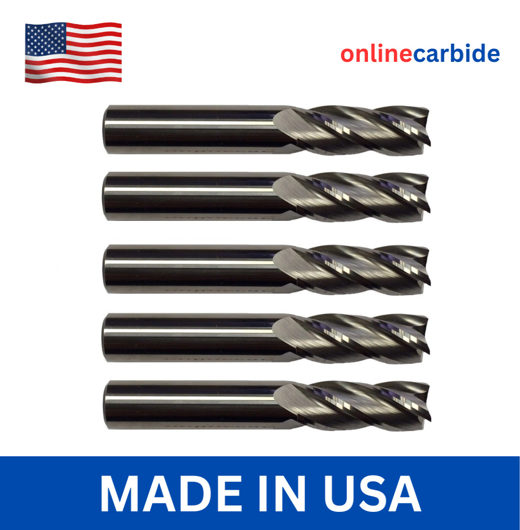 5 PCS 1/2″ 4 FLUTE CARBIDE END MILL – REGULAR LENGTH