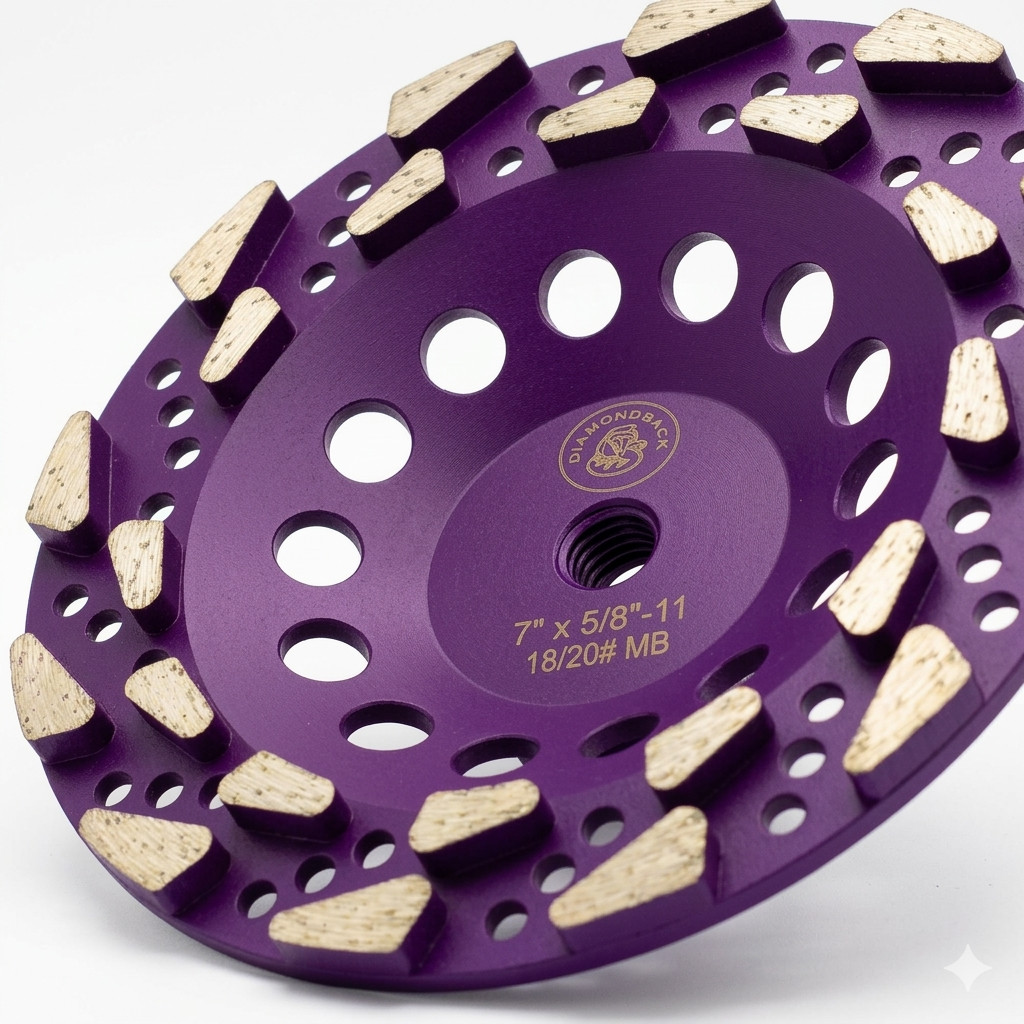 7″ Purple Concrete Eater – Professional Aggressive Diamond Cup Wheel 18/20 Grit