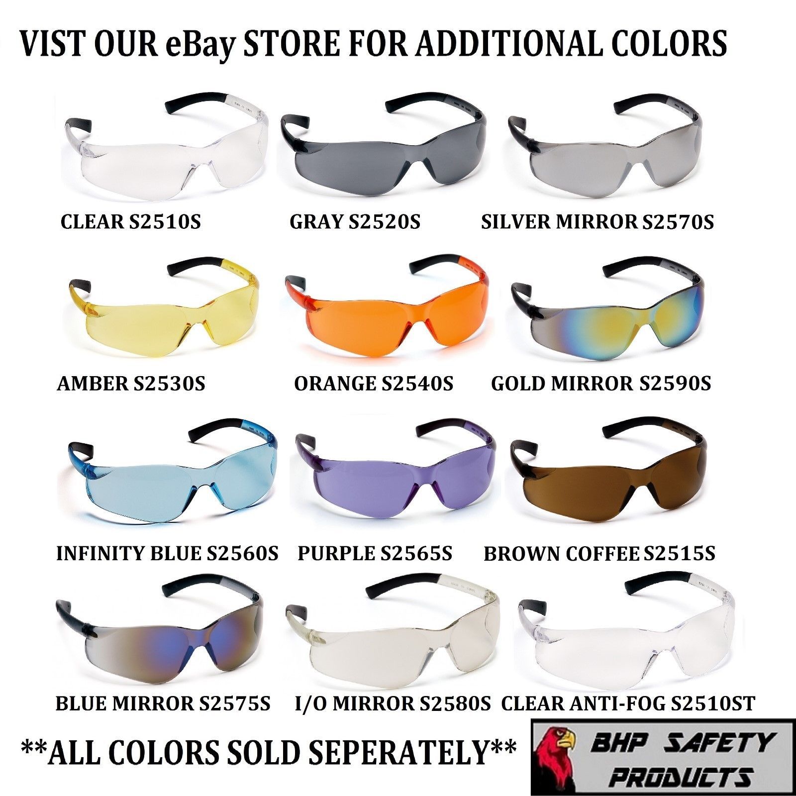 PYRAMEX ZTEK SAFETY GLASSES SHOOTING RANGE EYEWEAR AMBER S2530S Z87+ (3 PAIR)