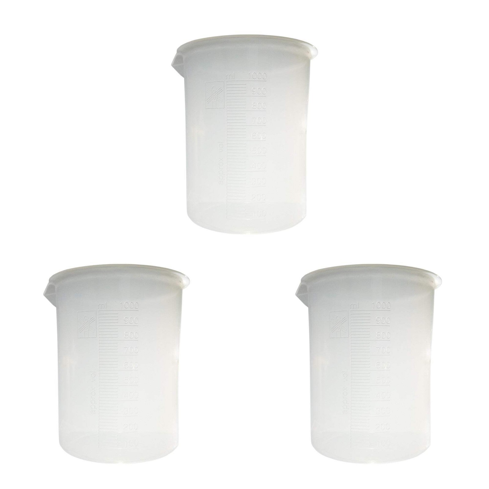 Beaker, Polypropylene, 1000ml, Pack of 3