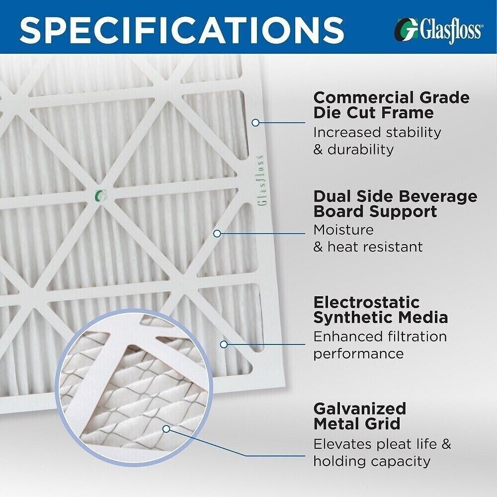 16x25x4 MERV 10 AC Air Filters. 6 PACK. Actual Size: 15-1/2 x 24-1/2 x 3-3/4