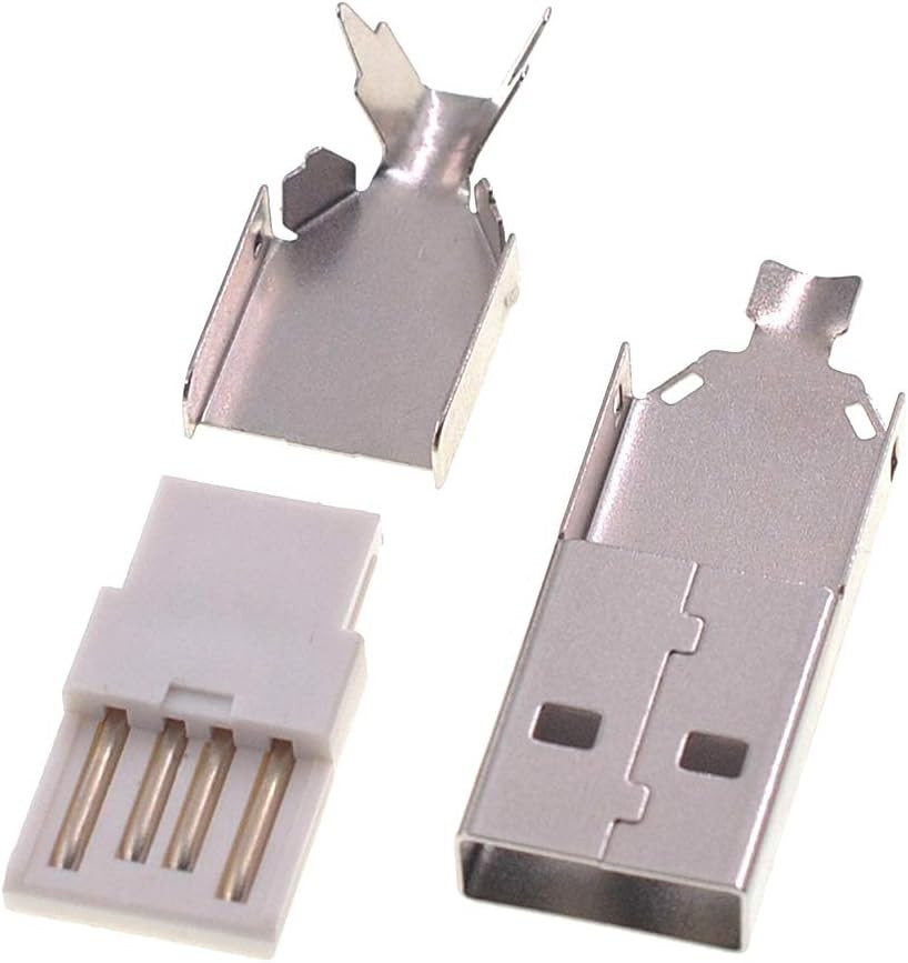 40pcs Soldering USB Type A Male Connector with Metal Shell for DIY