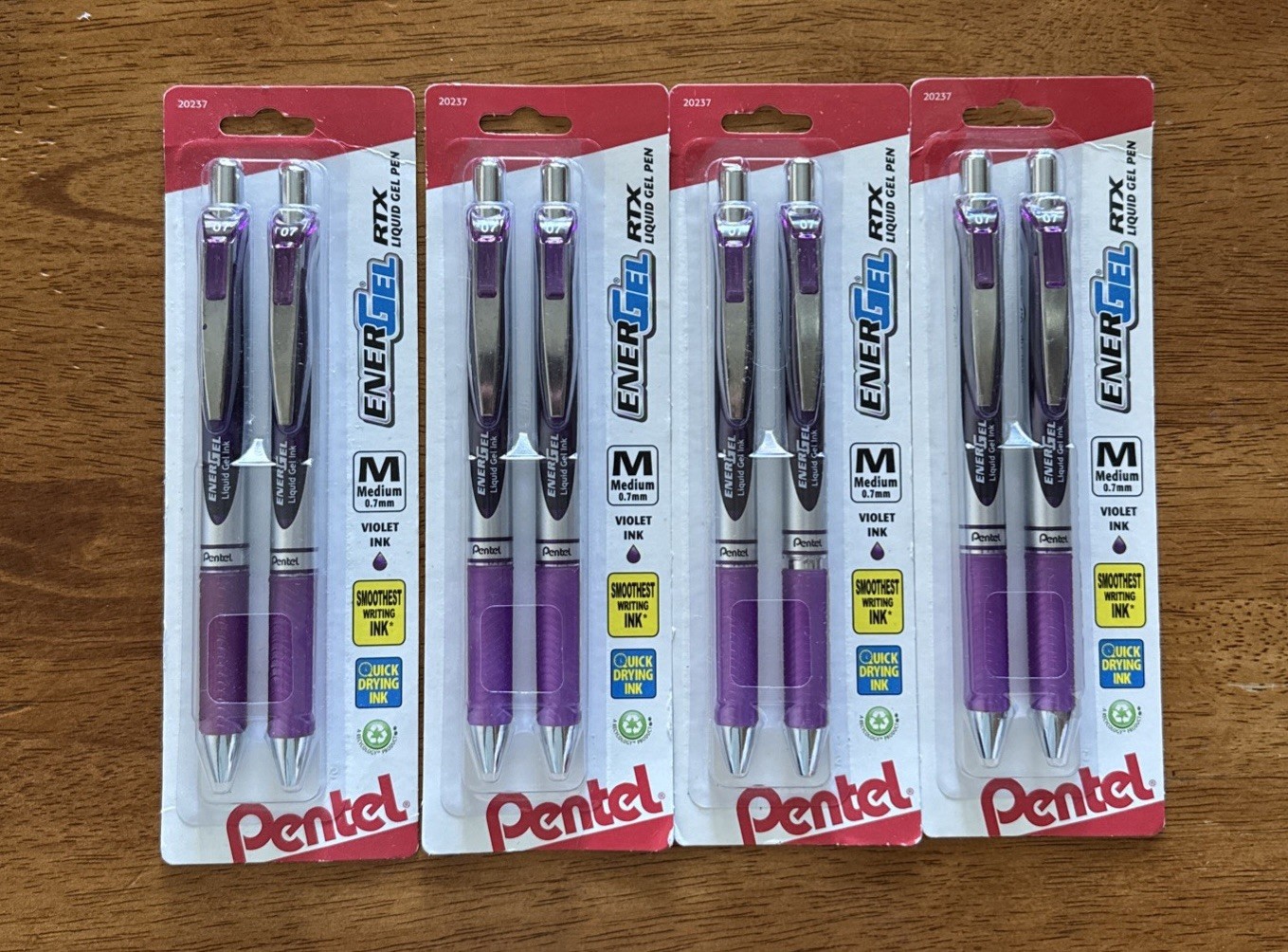 EIGHT Pentel EnerGel RTX Retractable Liquid Gel Pen Purple Violet 0.7mm Medium