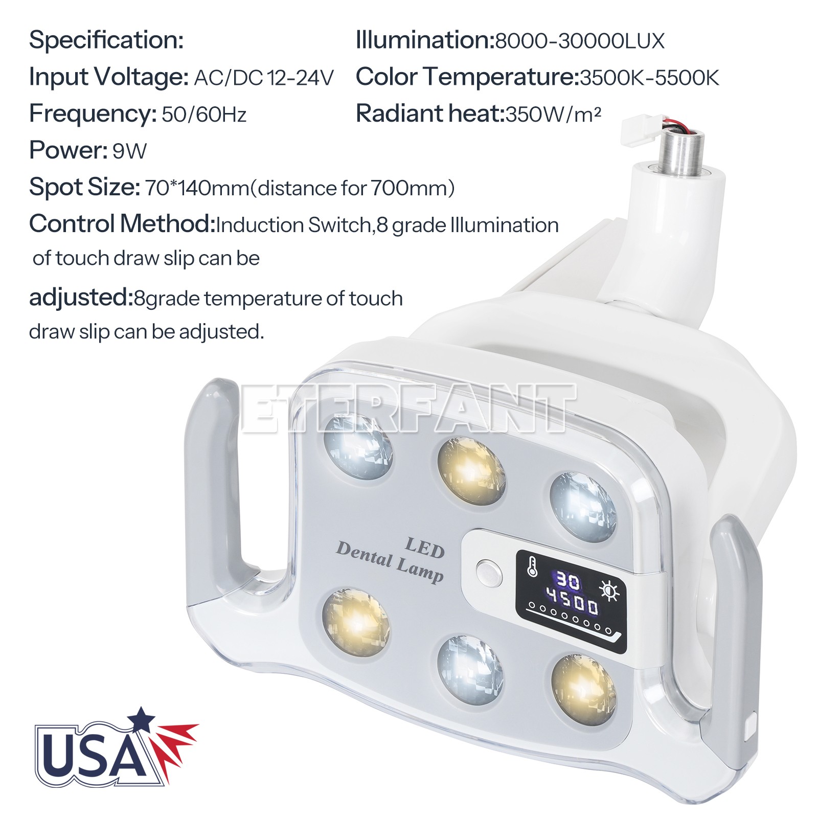 Dental 6LED Shadowless Oral Lamp Light Induction Sensor For Dental Chair 8W/9W