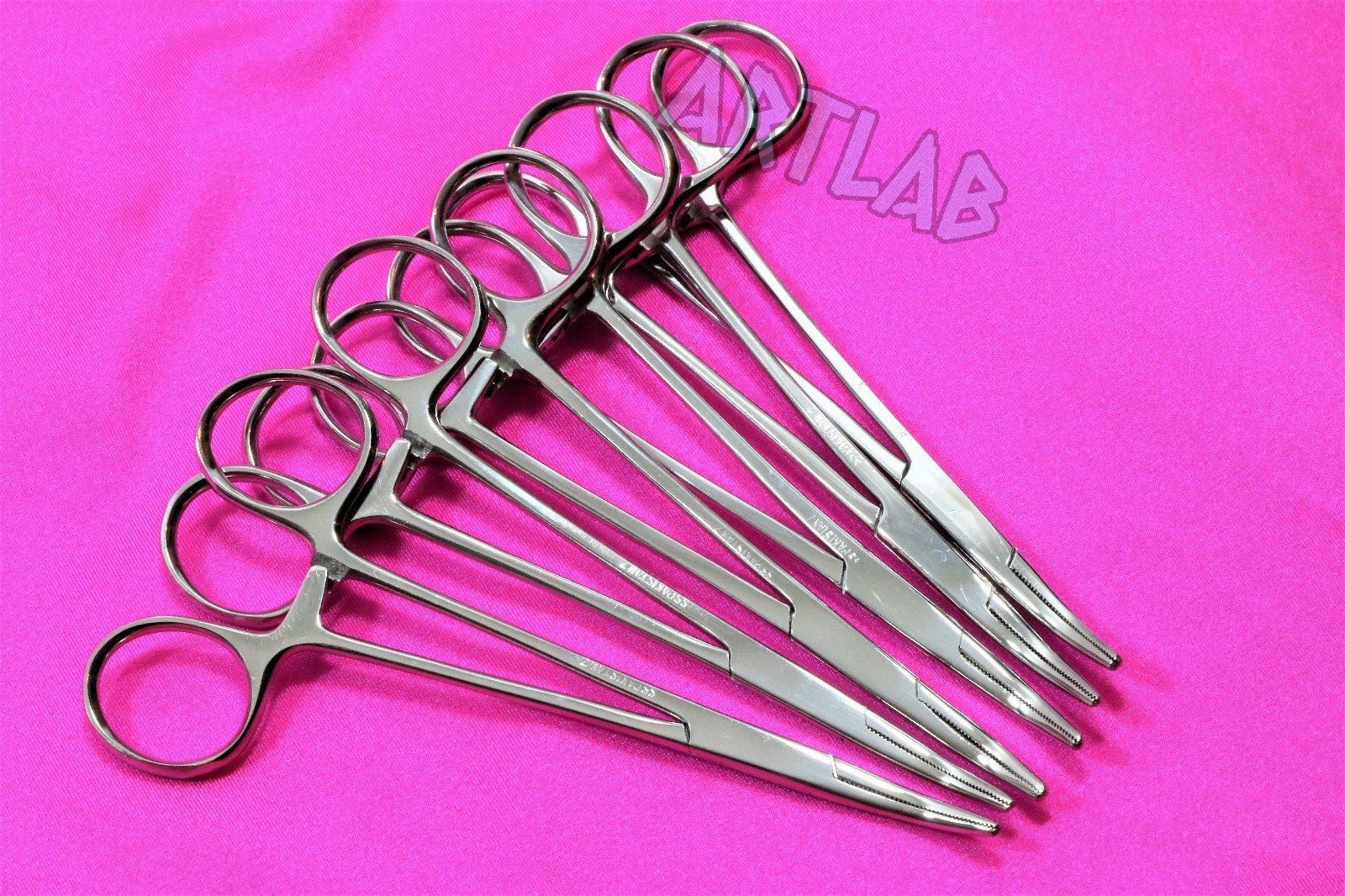 6 PC MOSQUITO HEMOSTAT FORCEPS 5.5″ CURVED STAINLESS STEEL SURGICAL MEDICAL