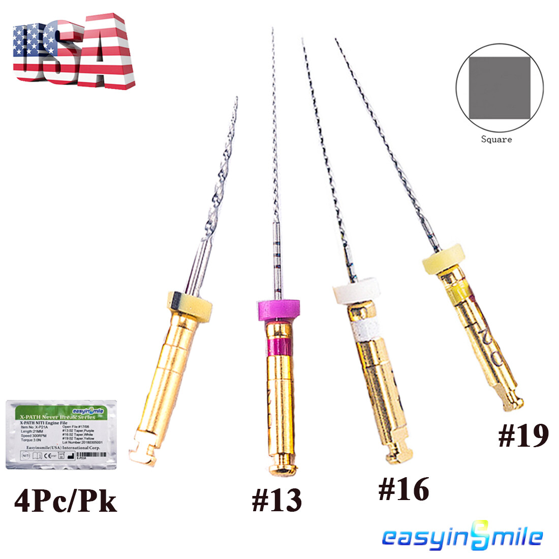 4Pc Endodontic Glide Path Files Dental Endo NITI Rotary File 25/21mm #13 02Taper