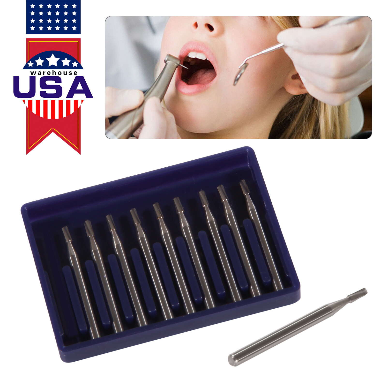 10Pcs Dental FG 245 Tungsten Carbide Burs Pear-Shaped For High Speed Handpiece
