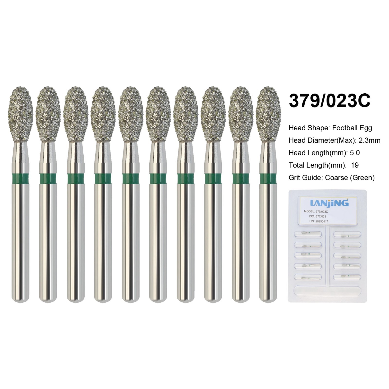 Dental Burs Diamond FG Round End Taper Football Flame Long Round Pear High Speed