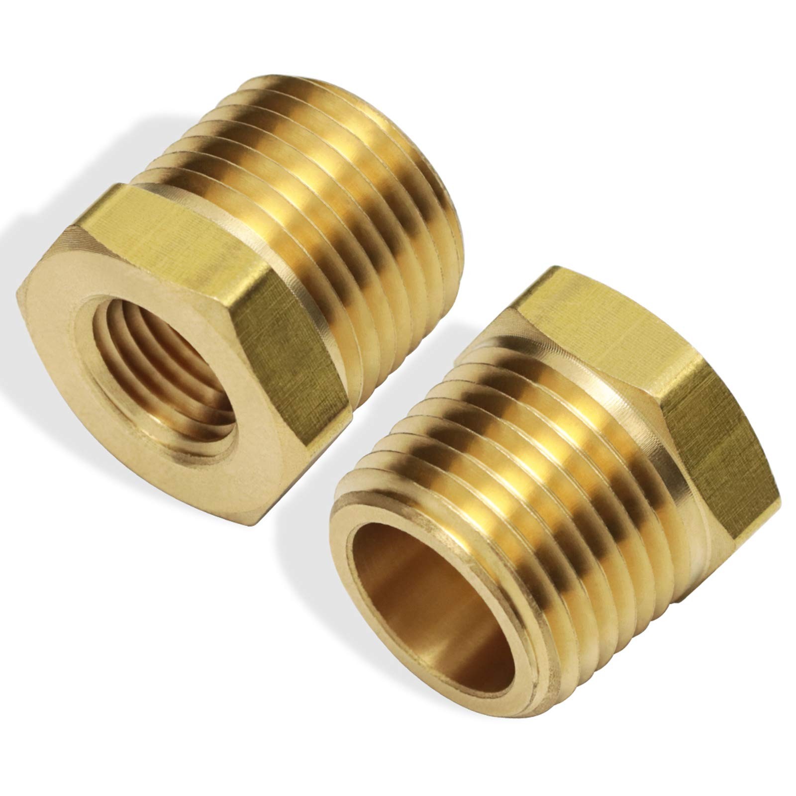 2pcs 1/2 Inch NPT Male to 1/4 Inch NPT Female Reducer Brass Pipe Hose Tube Fi…