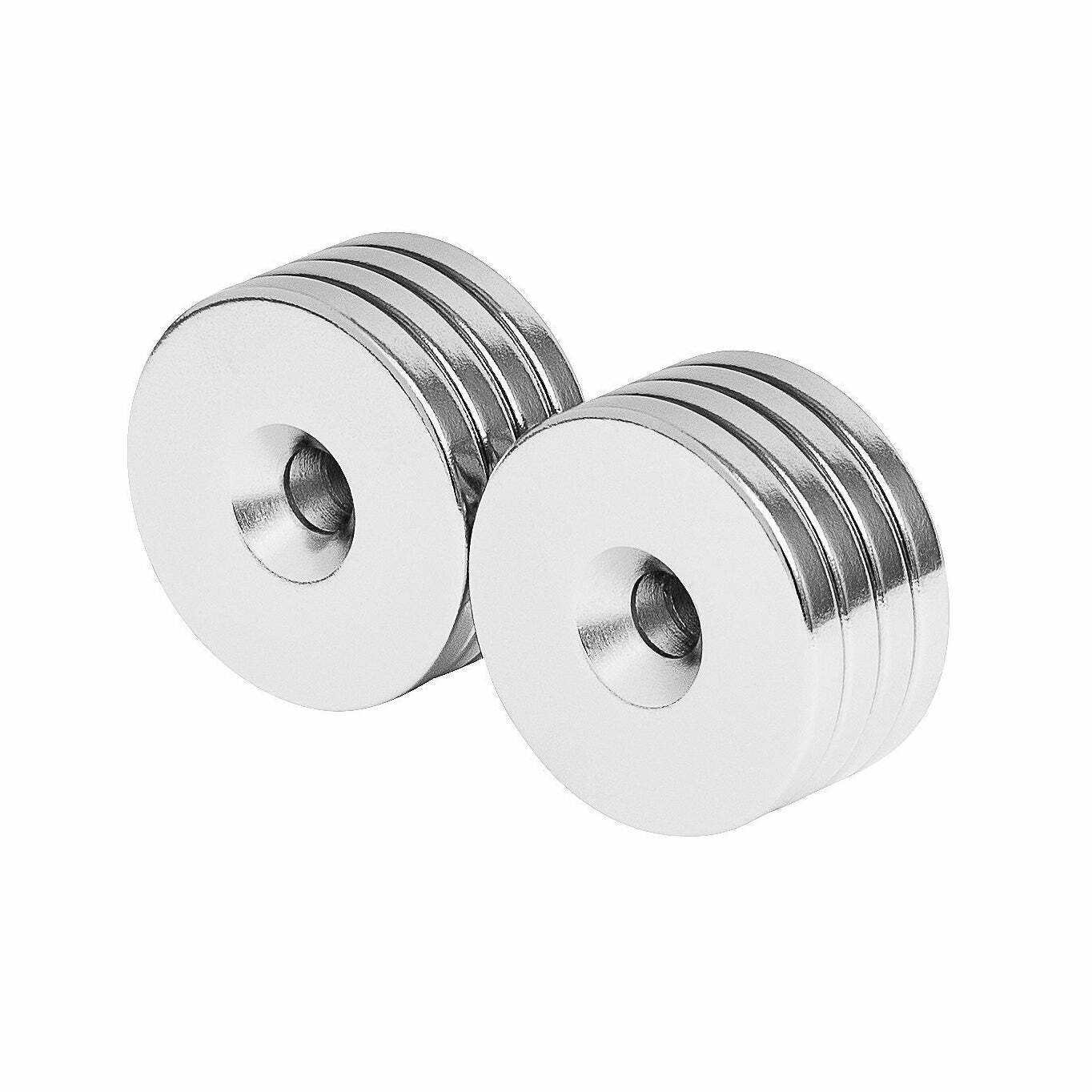 1 x 1/8 Inch Strong Neodymium Rare Earth Countersunk Ring Magnets N52 (8 Pack)