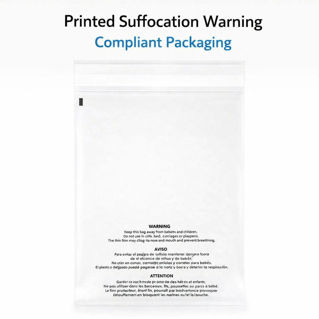 Clear Resealable OPP Cello Bags 1.5 Mil Poly w/ Suffocation Warning – Multi Size