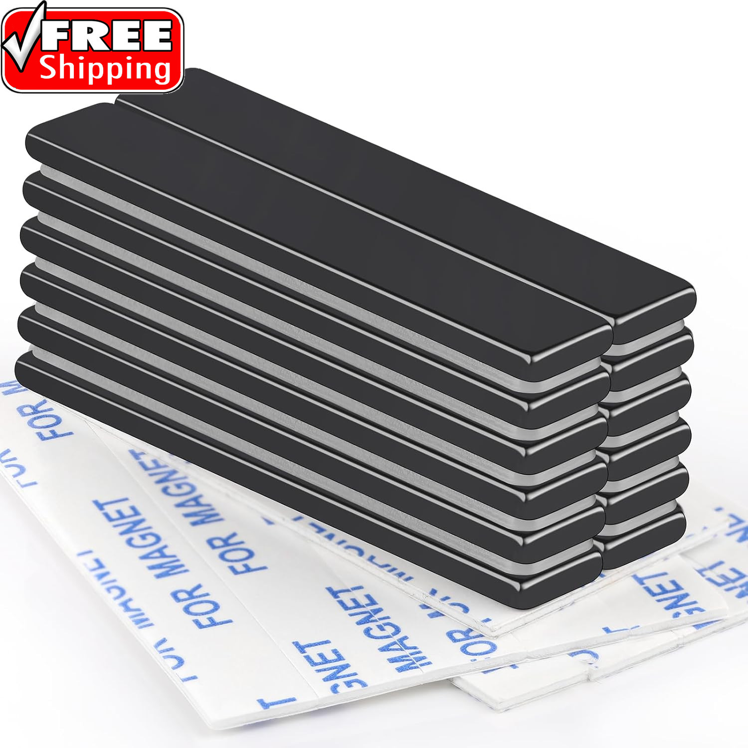 Strong Neodymium Black Magnets Bar, 12 Pack Powerful Rare Earth Magnets with Dou