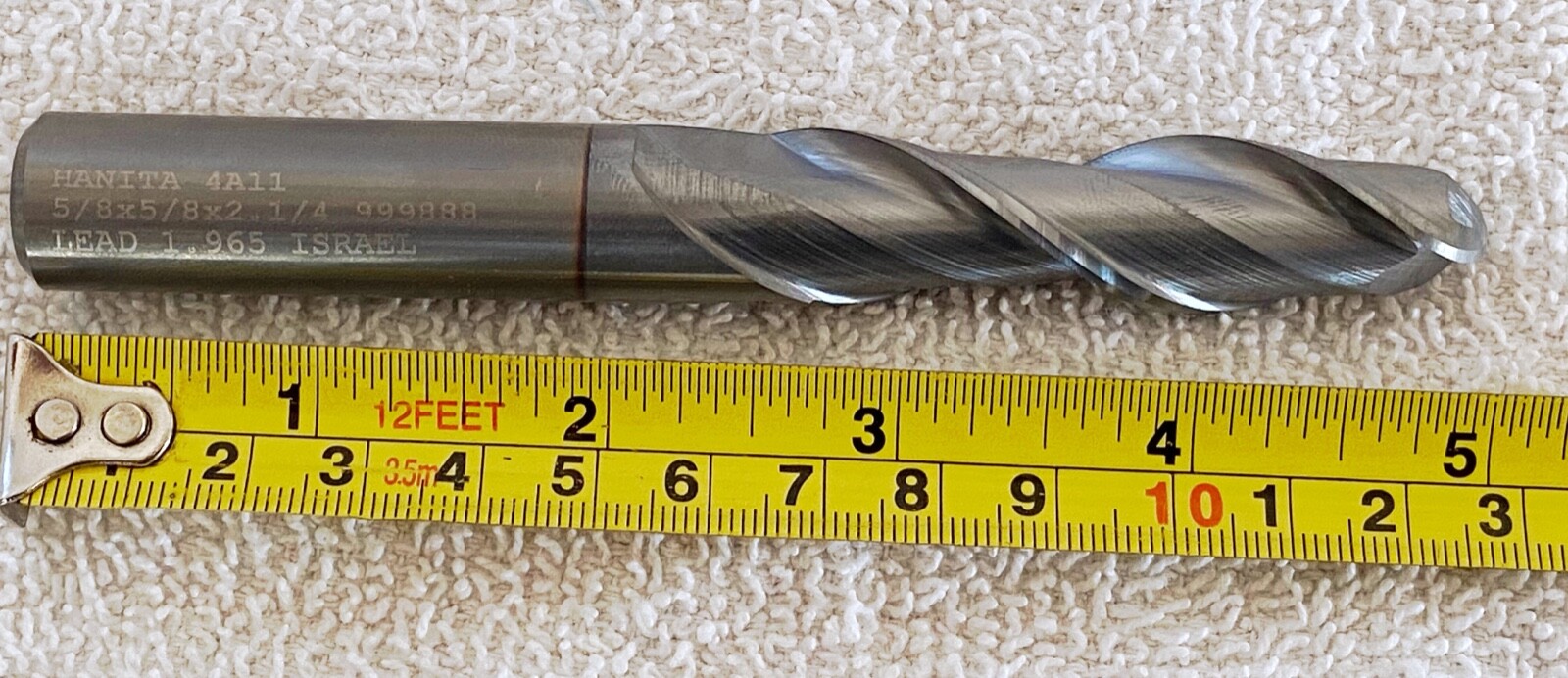 HANITA Carbide 5/8 x 5/8 x 2.25 x 5″ HSS Ball Nose End Mill 2 Flute Aluminum