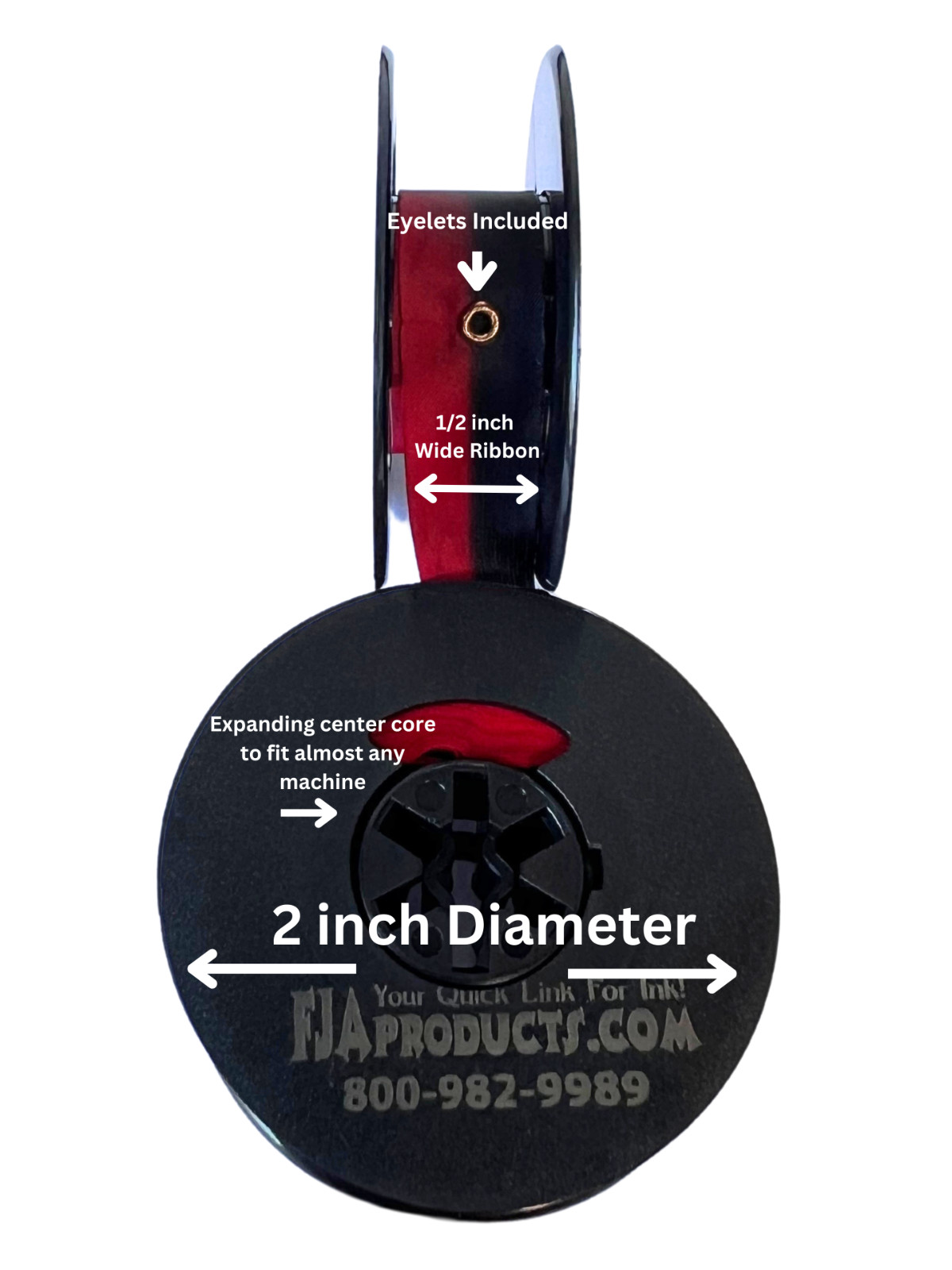 Universal Typewriter Ribbon 2″ x 1/2 Inch Black and Red Ink Twin Spool USA Made