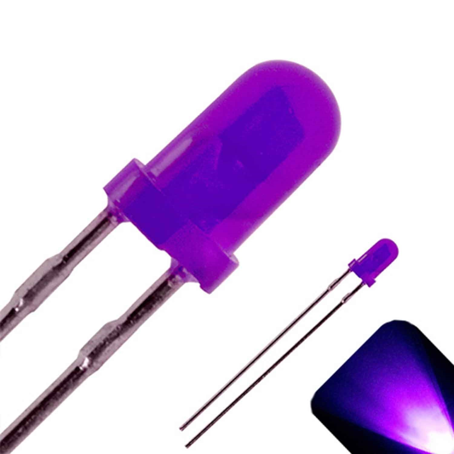 5 x LED 3mm UV / Purple Diffused Ultra Bright Round Top LEDs Light Lamp RC Car
