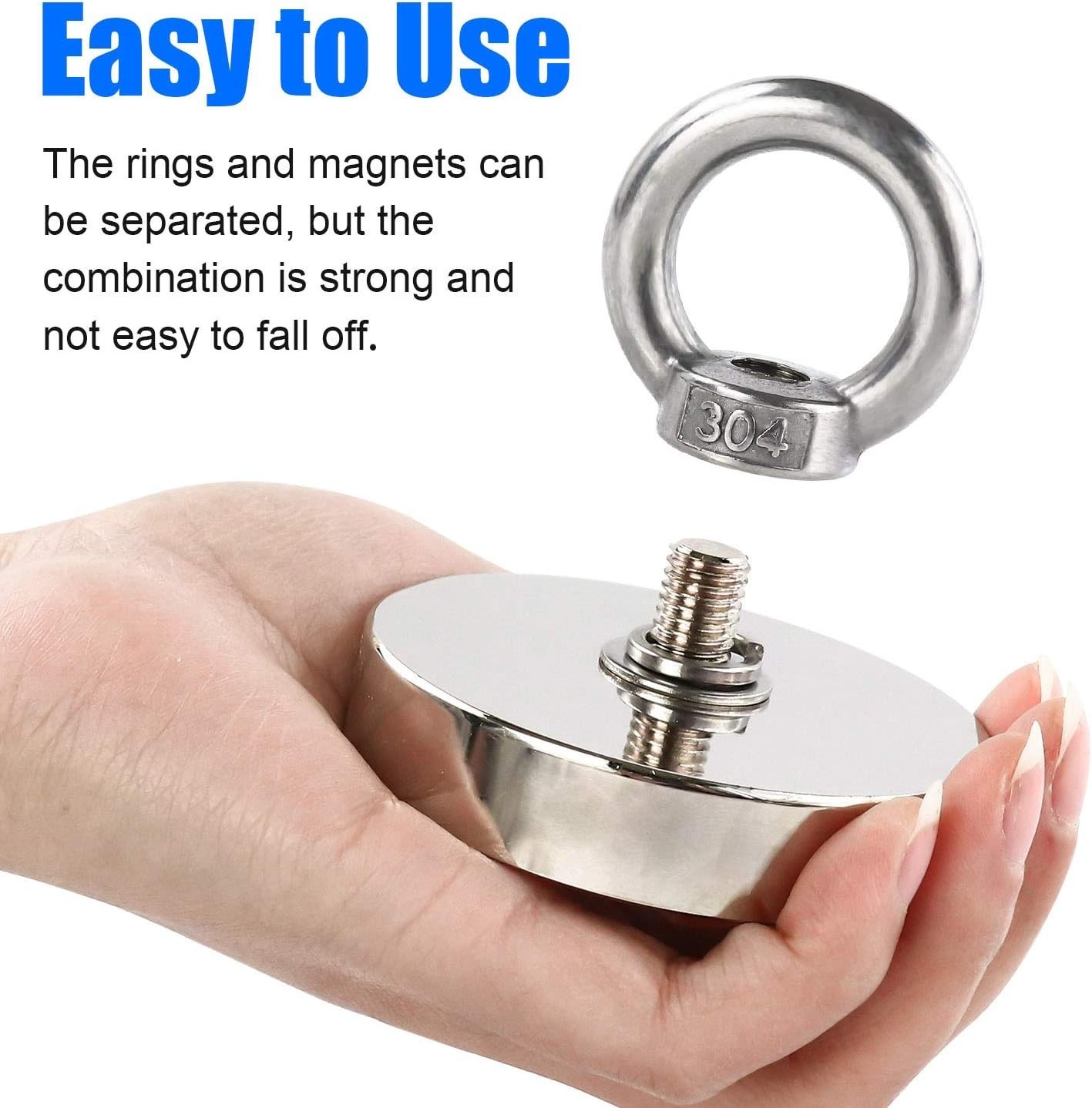 Strong Neodymium Fishing Magnets 300 lbs(136 KG) Pulling Force Rare Earth Magnet