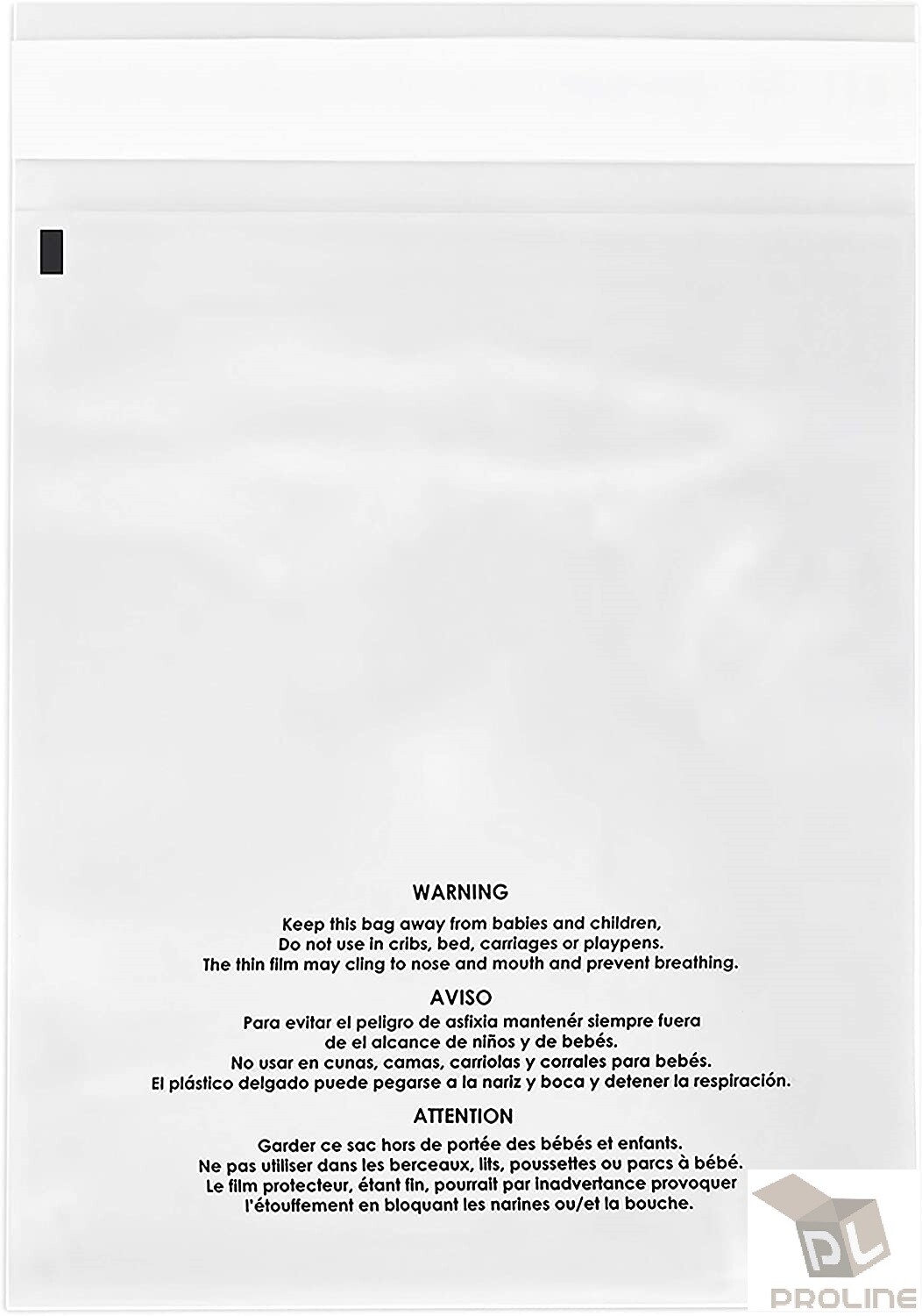 100 14×20 1.5 Mil Permanent Seal Clear Suffocation Warning Poly OPP Cello Bags