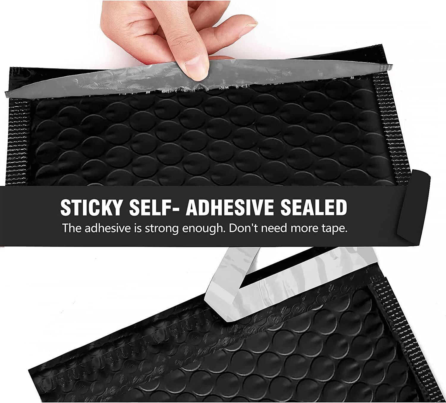 50 #000 4×8 Black Poly Bubble Padded Envelopes Self-Sealing Mailers