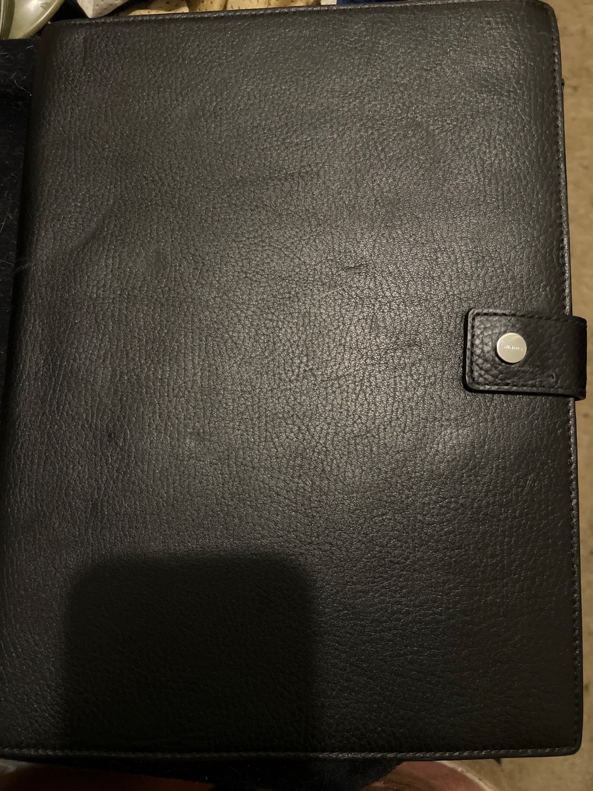 Shinola Lux Leather (Black) Notebook/Portfolio, Magnetic Closure, Pen Loop