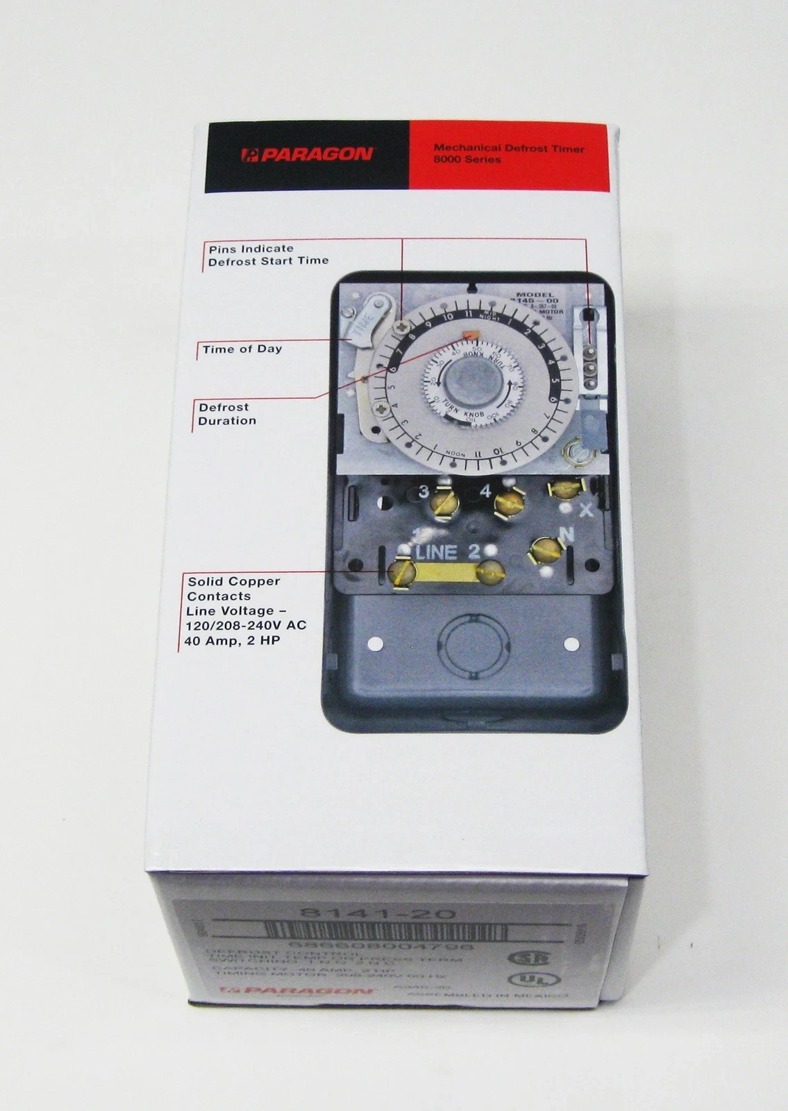 Paragon 8141-20 Commercial Defrost Timer Control 208/240V Refrigeration 40A