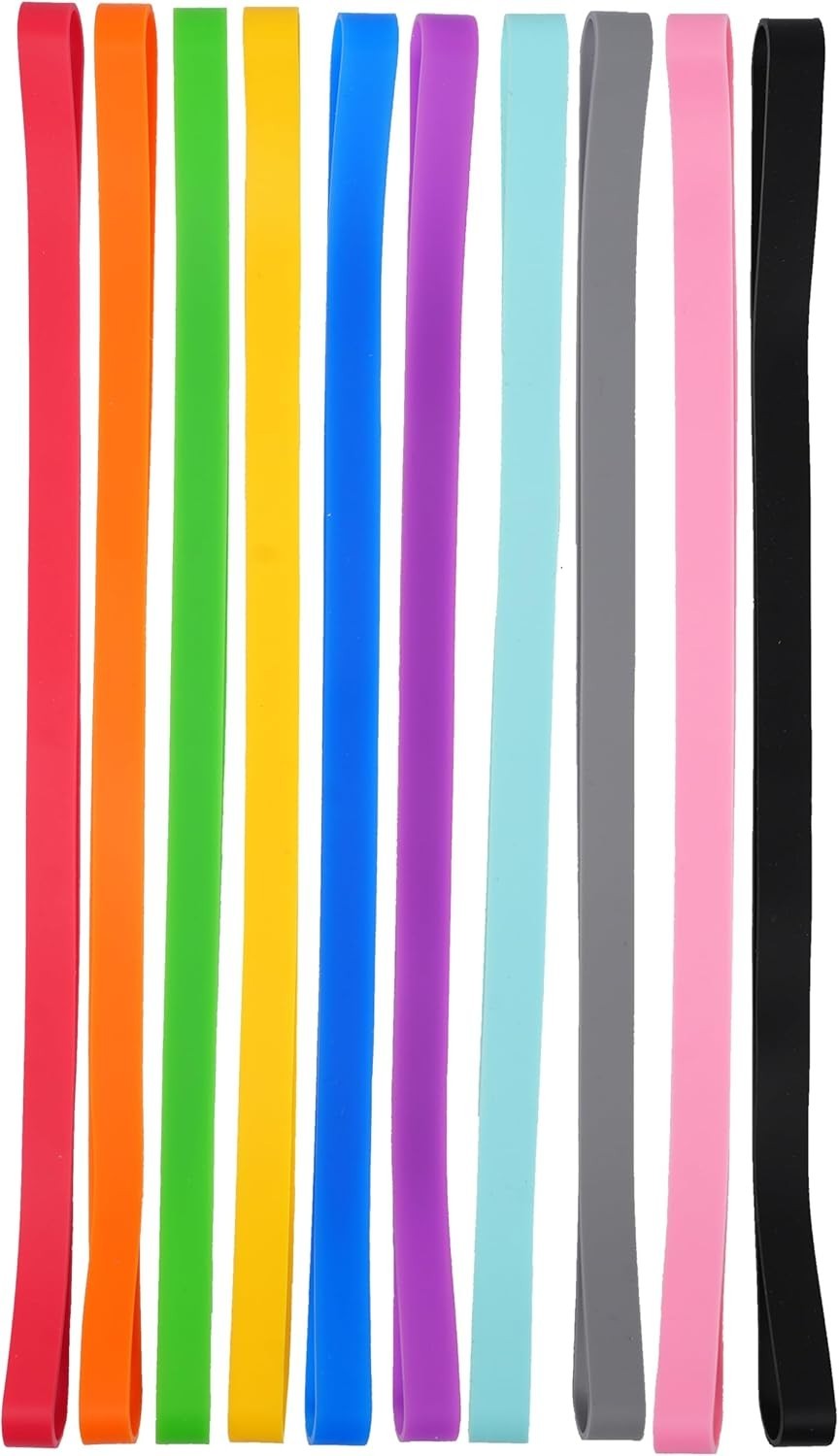 Rubber Bands Silicone 10 Pcs 12Inch Elastic Bands for Notebook Books Cooking Wra